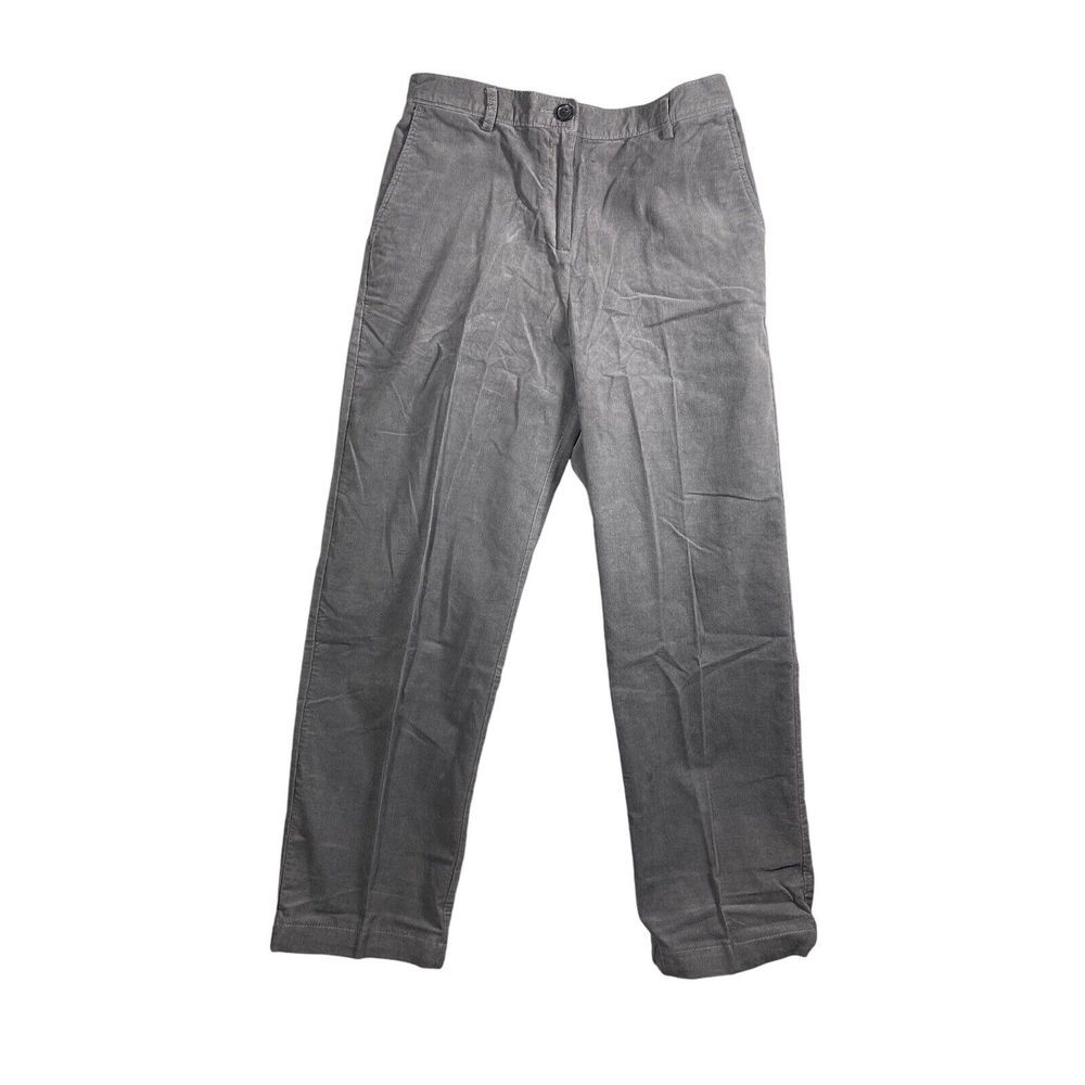 Lands' End Womens Stretchable Waist High Rise Straight Leg Pants in Gray Size 4P